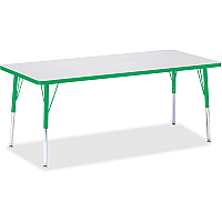 Jonti-Craft Berries Elementary Height Color Edge Rectangle Table Gray Rectangle Top - Four Leg Base - 4 Legs - Height Adjustable - 15" to 24" Adjustment - 72" Table Top Length x 30" Table Top Width x 1.13" Table Top Thickness - 24" Height - A (6413JCE119)