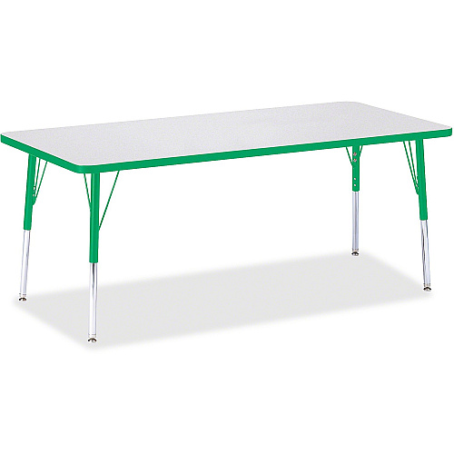 Jonti-Craft Berries Elementary Height Color Edge Rectangle Table Gray Rectangle Top - Four Leg Base - 4 Legs - Height Adjustable - 15" to 24" Adjustment - 72" Table Top Length x 30" Table Top Width x 1.13" Table Top Thickness - 24" Height - A (6413JCE119)