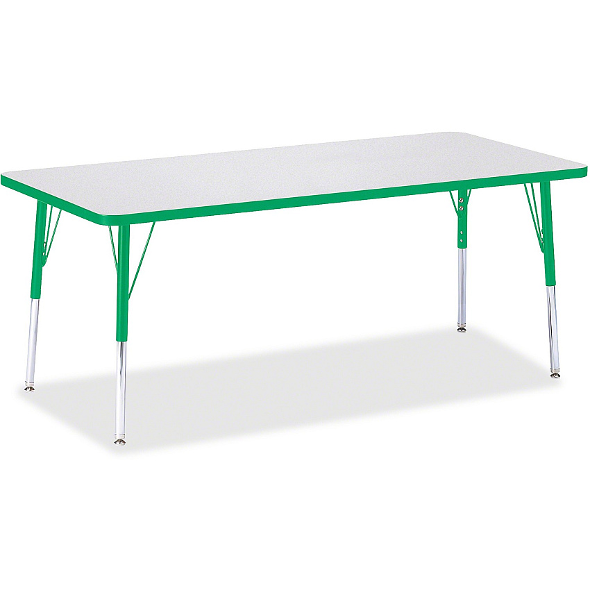 Jonti-Craft Berries Elementary Height Color Edge Rectangle Table Gray Rectangle Top - Four Leg Base - 4 Legs - Height Adjustable - 15" to 24" Adjustment - 72" Table Top Length x 30" Table Top Width x 1.13" Table Top Thickness - 24" Height - A (6413JCE119)