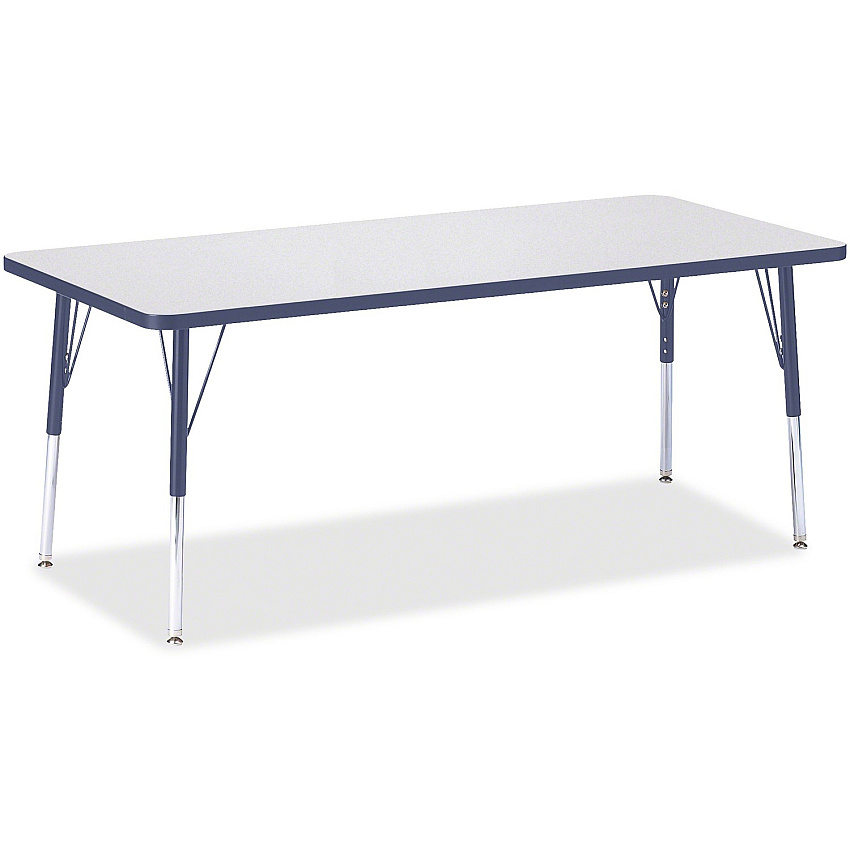 Jonti-Craft Berries Elementary Height Color Edge Rectangle Table Gray Rectangle Top - Four Leg Base - 4 Legs - Height Adjustable - 15" to 24" Adjustment - 72" Table Top Length x 30" Table Top Width x 1.13" Table Top Thickness - 24" Height - A (6413JCE112)