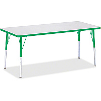 Jonti-Craft Berries Adult Height Color Edge Rectangle Table Green Rectangle, Laminated Top - Four Leg Base - 4 Legs - Height Adjustable - 24" to 31" Adjustment - 72" Table Top Length x 30" Table Top Width x 1.13" Table Top Thickness - 31" Hei (6413JCA119)