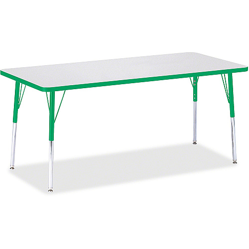 Jonti-Craft Berries Adult Height Color Edge Rectangle Table Green Rectangle, Laminated Top - Four Leg Base - 4 Legs - Height Adjustable - 24" to 31" Adjustment - 72" Table Top Length x 30" Table Top Width x 1.13" Table Top Thickness - 31" Hei (6413JCA119)