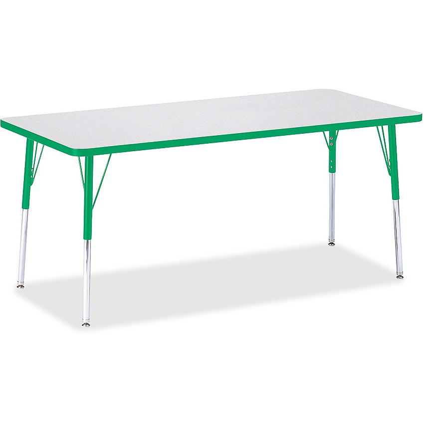 Jonti-Craft Berries Adult Height Color Edge Rectangle Table Green Rectangle, Laminated Top - Four Leg Base - 4 Legs - Height Adjustable - 24" to 31" Adjustment - 72" Table Top Length x 30" Table Top Width x 1.13" Table Top Thickness - 31" Hei (6413JCA119)