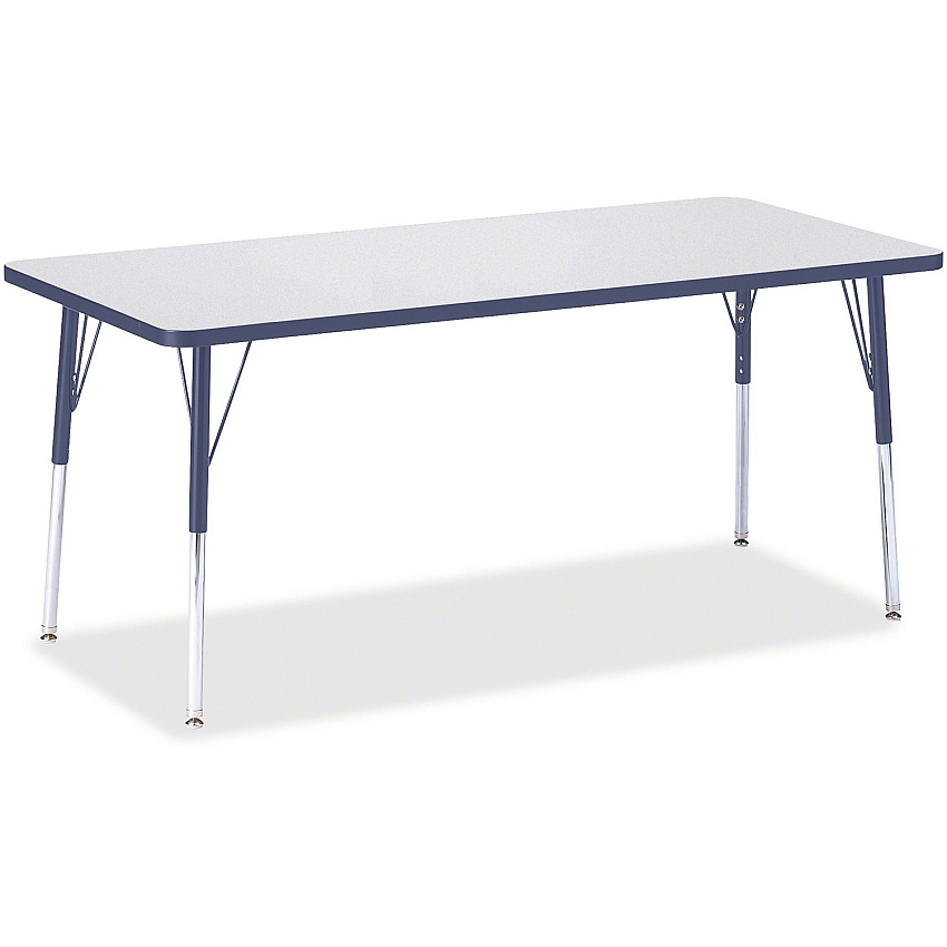 Jonti-Craft Berries Adult Height Color Edge Rectangle Table Laminated Rectangle, Navy Top - Four Leg Base - 4 Legs - Height Adjustable - 24" to 31" Adjustment - 72" Table Top Length x 30" Table Top Width x 1.13" Table Top Thickness - 31" Heig (6413JCA112)