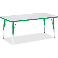 Jonti-Craft Berries Elementary Height Color Edge Rectangle Table Green Rectangle, Laminated Top - Four Leg Base - 4 Legs - Height Adjustable - 15" to 24" Adjustment - 60" Table Top Length x 30" Table Top Width x 1.13" Table Top Thickness - 24 (6408JCE119)