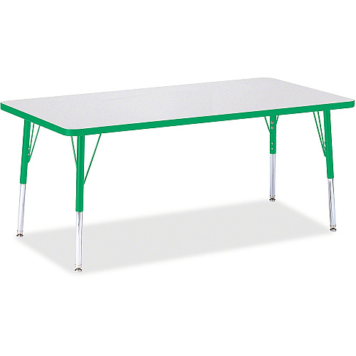 Jonti-Craft Berries Elementary Height Color Edge Rectangle Table Green Rectangle, Laminated Top - Four Leg Base - 4 Legs - Height Adjustable - 15" to 24" Adjustment - 60" Table Top Length x 30" Table Top Width x 1.13" Table Top Thickness - 24 (6408JCE119)