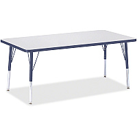 Jonti-Craft Berries Elementary Height Color Edge Rectangle Table Laminated Rectangle, Navy Top - Four Leg Base - 4 Legs - Height Adjustable - 15" to 24" Adjustment - 60" Table Top Length x 30" Table Top Width x 1.13" Table Top Thickness - 24" (6408JCE112)