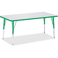 Jonti-Craft Berries Adult Height Color Edge Rectangle Table Green Rectangle, Laminated Top - Four Leg Base - 4 Legs - Height Adjustable - 24
