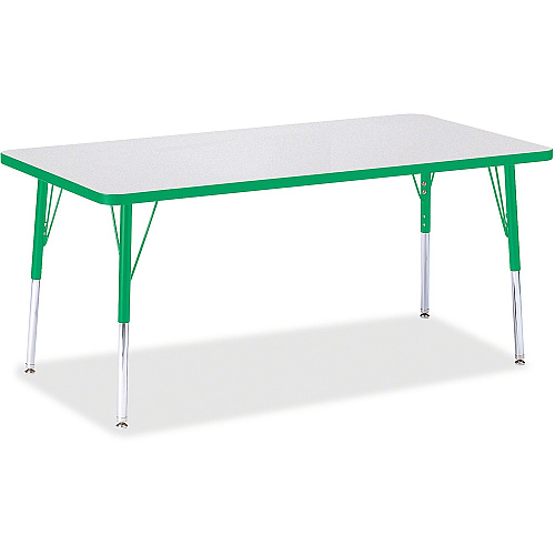 Jonti-Craft Berries Adult Height Color Edge Rectangle Table Green Rectangle, Laminated Top - Four Leg Base - 4 Legs - Height Adjustable - 24" to 31" Adjustment - 60" Table Top Length x 30" Table Top Width x 1.13" Table Top Thickness - 31" Hei (6408JCA119)