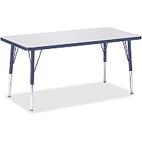 Jonti-Craft Berries Elementary Height Color Edge Rectangle Table Laminated Rectangle, Navy Top - Four Leg Base - 4 Legs - Height Adjustable - 15" to 24" Adjustment - 48" Table Top Length x 24" Table Top Width x 1.13" Table Top Thickness - 24" (6403JCE112)