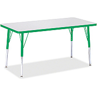 Jonti-Craft Berries Adult Height Color Edge Rectangle Table Green Rectangle, Laminated Top - Four Leg Base - 4 Legs - Height Adjustable - 24