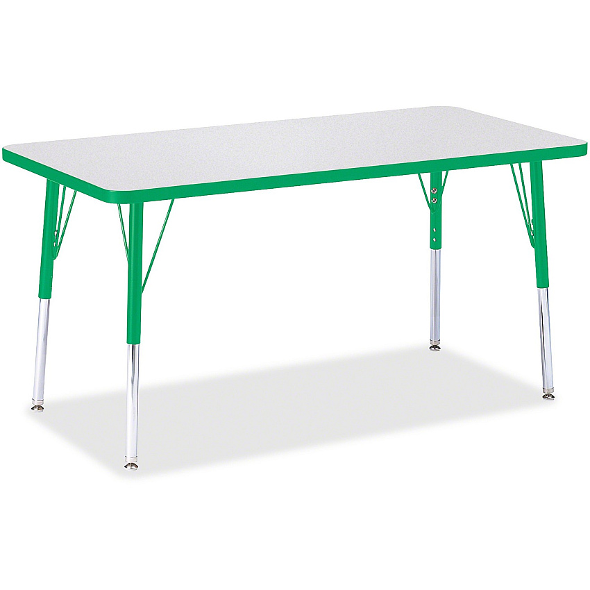 Jonti-Craft Berries Adult Height Color Edge Rectangle Table Green Rectangle, Laminated Top - Four Leg Base - 4 Legs - Height Adjustable - 24" to 31" Adjustment - 48" Table Top Length x 24" Table Top Width x 1.13" Table Top Thickness - 31" Hei (6403JCA119)