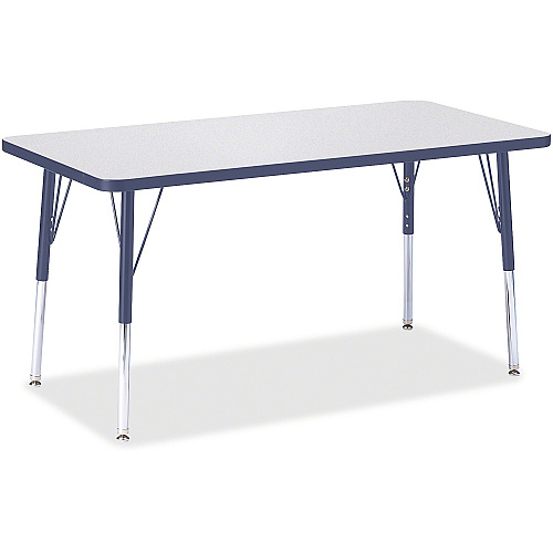 Berries Berries Adult Height Color Edge Rectangle Table Gray Rectangle Top - Four Leg Base - 4 Legs - Height Adjustable - 24" to 31" Adjustment - 48" Table Top Length x 24" Table Top Width x 1.13" Table Top Thickness - 31" Height - Art, Craft (6403JCA112)