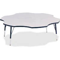 Jonti-Craft Berries Elementary Height Prism Six-Leaf Table Laminated, Gray Top - Four Leg Base - 4 Legs - Height Adjustable - 15" to 24" Adjustment x 1.13" Table Top Thickness x 60" Table Top Diameter - 24" Height - Educational Environment -  (6458JCE112)