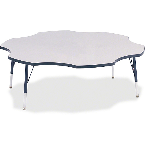 Jonti-Craft Berries Elementary Height Prism Six-Leaf Table Laminated, Gray Top - Four Leg Base - 4 Legs - Height Adjustable - 15" to 24" Adjustment x 1.13" Table Top Thickness x 60" Table Top Diameter - 24" Height - Educational Environment -  (6458JCE112)