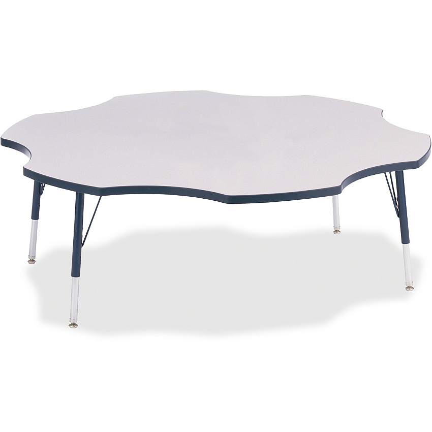 Jonti-Craft Berries Elementary Height Prism Six-Leaf Table Laminated, Gray Top - Four Leg Base - 4 Legs - Height Adjustable - 15" to 24" Adjustment x 1.13" Table Top Thickness x 60" Table Top Diameter - 24" Height - Educational Environment -  (6458JCE112)