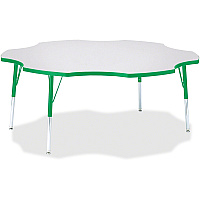 Jonti-Craft Berries Prism Six-Leaf Student Table Green, Laminated Top - Four Leg Base - 4 Legs - Height Adjustable - 24