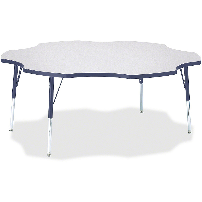 Jonti-Craft Berries Prism Six-Leaf Student Table Laminated, Gray Top - Four Leg Base - 4 Legs - Height Adjustable - 24" to 31" Adjustment x 1.13" Table Top Thickness x 60" Table Top Diameter - 31" Height - Educational Environment - Assembly R (6458JCA112)