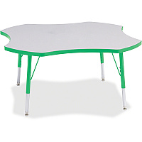 Jonti-Craft Berries Elementary Height Prism Four-Leaf Table Green, Laminated Top - Four Leg Base - 4 Legs - Height Adjustable - 15" to 24" Adjustment x 1.13" Table Top Thickness x 48" Table Top Diameter - 24" Height - Educational Environment  (6453JCE119)