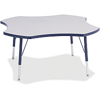 Berries Berries Elementary Height Prism Four-Leaf Table Gray Top - Four Leg Base - 4 Legs - Height Adjustable - 15" to 24" Adjustment x 1.13" Table Top Thickness x 48" Table Top Diameter - 24" Height - Educational Environment - Assembly Requi (6453JCE112)