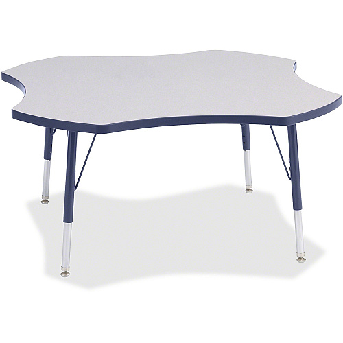 Berries Berries Elementary Height Prism Four-Leaf Table Gray Top - Four Leg Base - 4 Legs - Height Adjustable - 15" to 24" Adjustment x 1.13" Table Top Thickness x 48" Table Top Diameter - 24" Height - Educational Environment - Assembly Requi (6453JCE112)