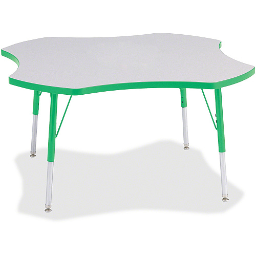 Jonti-Craft Berries Prism Four-Leaf Student Table Green, Laminated Top - Four Leg Base - 4 Legs - Height Adjustable - 24" to 31" Adjustment x 1.13" Table Top Thickness x 48" Table Top Diameter - 31" Height - Educational Environment - Assembly (6453JCA119)
