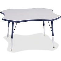 Jonti-Craft Berries Prism Four-Leaf Student Table Laminated, Gray Top - Four Leg Base - 4 Legs - Height Adjustable - 24" to 31" Adjustment x 1.13" Table Top Thickness x 48" Table Top Diameter - 31" Height - Educational Environment - Assembly  (6453JCA112)