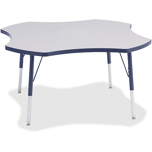 Jonti-Craft Berries Prism Four-Leaf Student Table Laminated, Gray Top - Four Leg Base - 4 Legs - Height Adjustable - 24" to 31" Adjustment x 1.13" Table Top Thickness x 48" Table Top Diameter - 31" Height - Educational Environment - Assembly  (6453JCA112)