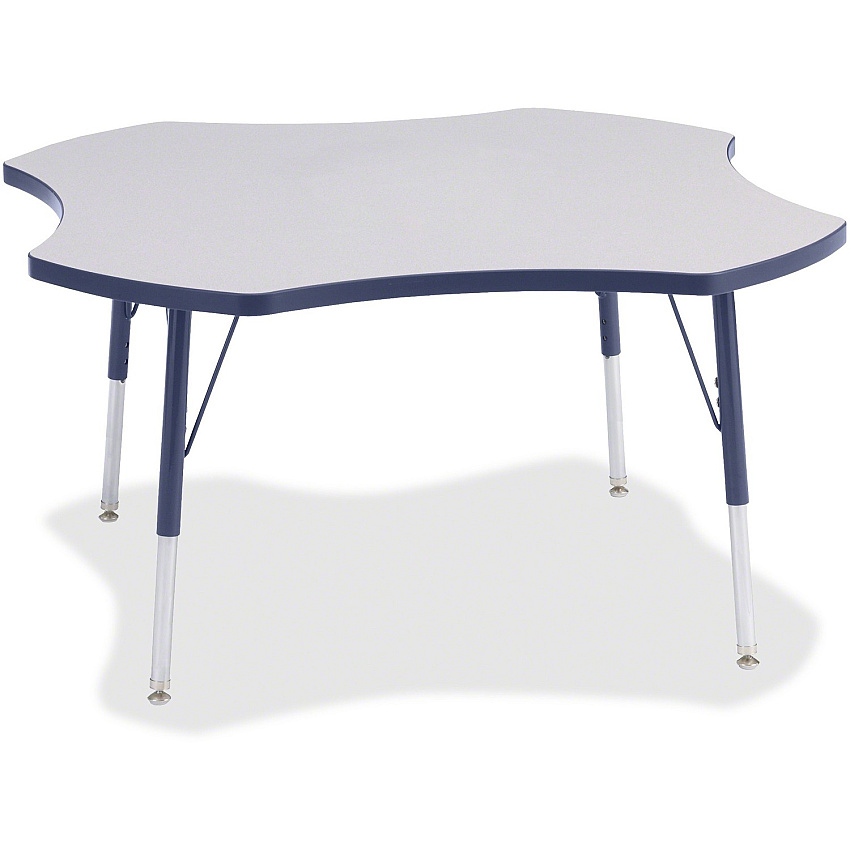 Jonti-Craft Berries Prism Four-Leaf Student Table Laminated, Gray Top - Four Leg Base - 4 Legs - Height Adjustable - 24" to 31" Adjustment x 1.13" Table Top Thickness x 48" Table Top Diameter - 31" Height - Educational Environment - Assembly  (6453JCA112)