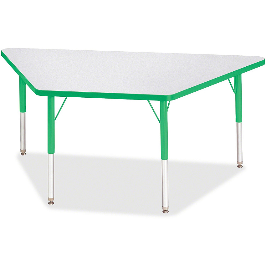 Jonti-Craft Berries Elementary Height Prism Edge Trapezoid Table Green Trapezoid, Laminated Top - Four Leg Base - 4 Legs - Height Adjustable - 15" to 24" Adjustment - 60" Table Top Length x 30" Table Top Width x 1.13" Table Top Thickness - 24 (6443JCE119)