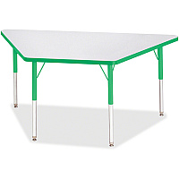 Jonti-Craft Berries Adult-Size Gray Laminate Trapezoid Table Green Trapezoid, Laminated Top - Four Leg Base - 4 Legs - Height Adjustable - 24