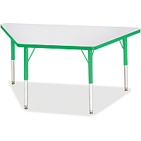 Jonti-Craft Berries Elementary Height Prism Edge Trapezoid Table Green Trapezoid, Laminated Top - Four Leg Base - 4 Legs - Height Adjustable - 15" to 24" Adjustment - 48" Table Top Length x 24" Table Top Width x 1.13" Table Top Thickness - 24 (6438JCE119)