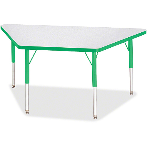 Jonti-Craft Berries Elementary Height Prism Edge Trapezoid Table Green Trapezoid, Laminated Top - Four Leg Base - 4 Legs - Height Adjustable - 15" to 24" Adjustment - 48" Table Top Length x 24" Table Top Width x 1.13" Table Top Thickness - 24 (6438JCE119)