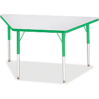 Jonti-Craft Berries Adult-Size Gray Laminate Trapezoid Table Green Trapezoid, Laminated Top - Four Leg Base - 4 Legs - Height Adjustable - 24