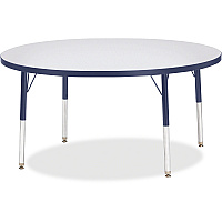 Jonti-Craft Berries Elementary Height Color Edge Round Table Navy Round Top - Four Leg Base - 4 Legs - Height Adjustable - 15" to 24" Adjustment x 1.13" Table Top Thickness x 48" Table Top Diameter - 24" Height - Art, Craft - Assembly Require (6433JCE112)