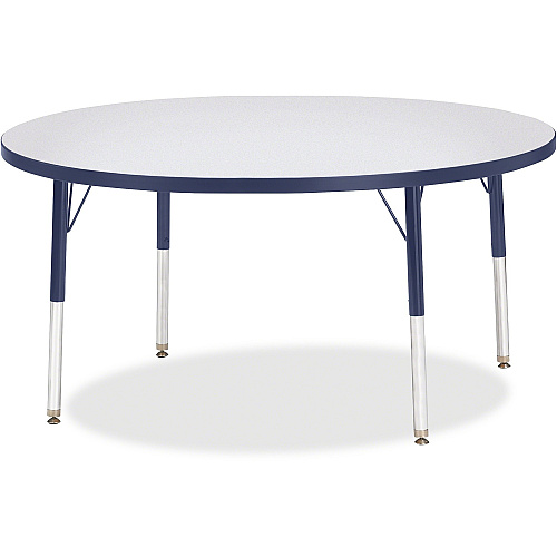 Jonti-Craft Berries Elementary Height Color Edge Round Table Navy Round Top - Four Leg Base - 4 Legs - Height Adjustable - 15" to 24" Adjustment x 1.13" Table Top Thickness x 48" Table Top Diameter - 24" Height - Art, Craft - Assembly Require (6433JCE112)
