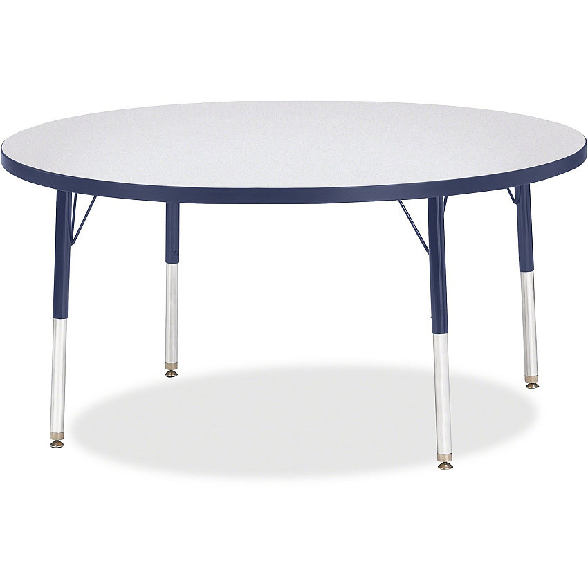 Jonti-Craft Berries Elementary Height Color Edge Round Table Navy Round Top - Four Leg Base - 4 Legs - Height Adjustable - 15" to 24" Adjustment x 1.13" Table Top Thickness x 48" Table Top Diameter - 24" Height - Art, Craft - Assembly Require (6433JCE112)