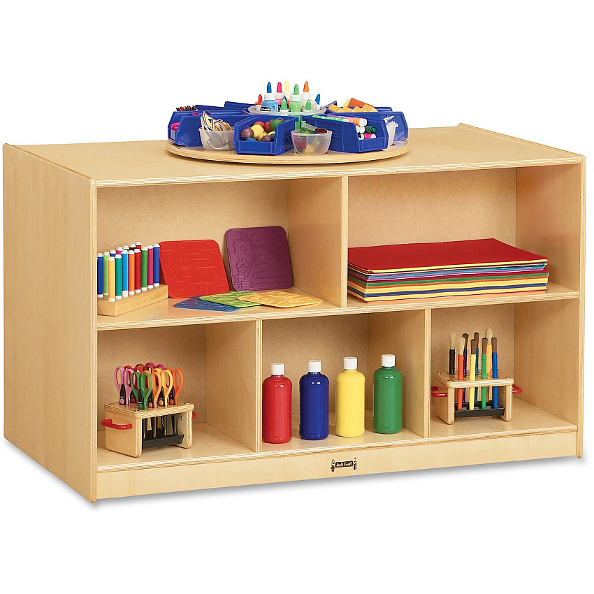 Jonti-Craft Doublee-Sided Island Mobile Storage Unit 29.50" Height x 48" Width x 28.50" Depth - Floor - Non-yellowing, Stain Resistant, Kick Plate, Sturdy - Wood Grain - Baltic Birch Plywood - 1 Each (3920JC)