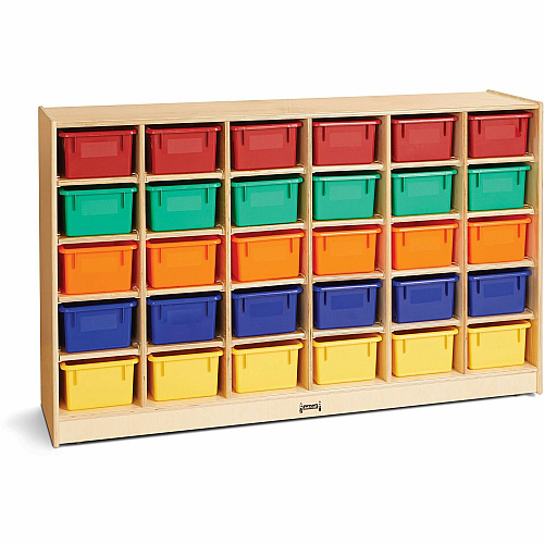 Jonti-Craft Rainbow Accents 30 Cubbie-trays Mobile Storage Unit 30 Compartment(s) - 35.50" Height x 57.50" Width x 15" Depth - Durable, Non-yellowing - Baltic - Rubber, Acrylic - 1 Each (0431JC)