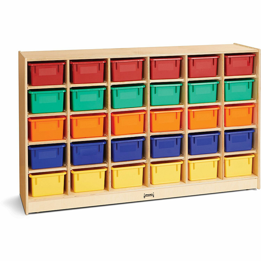 Jonti-Craft Rainbow Accents 30 Cubbie-trays Mobile Storage Unit 30 Compartment(s) - 35.50" Height x 57.50" Width x 15" Depth - Durable, Non-yellowing - Baltic - Rubber, Acrylic - 1 Each (0431JC)