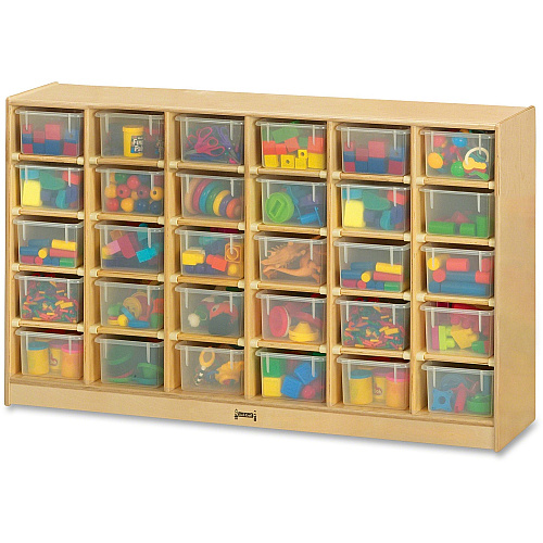 Jonti-Craft Rainbow Accents 30 Cubbie-trays Mobile Storage Unit 30 Compartment(s) - 35.50" Height x 57.50" Width x 15" Depth - Durable, Non-yellowing - Baltic - Rubber, Acrylic - 1 Each (04310JC)