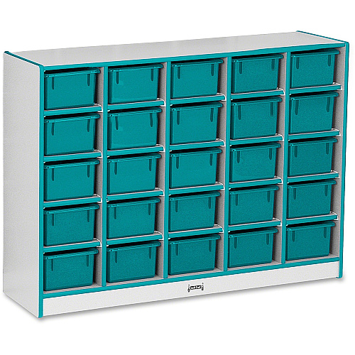 Jonti-Craft Rainbow Accents Cubbie-trays Storage Unit 25 Compartment(s) - 35.50" Height x 48" Width x 15" Depth - Laminated - Teal - Rubber - 1 Each (0426JCWW005)