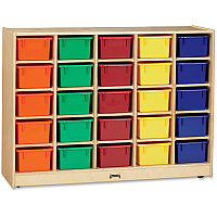 Jonti-Craft Rainbow Accents 25 Cubbie-trays Mobile Storage Unit 35.50" Height x 48" Width x 15" Depth - Durable - Baltic - Acrylic, Rubber - 1 Each (0426JC)