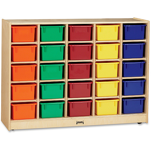 Jonti-Craft Rainbow Accents 25 Cubbie-trays Mobile Storage Unit 35.50" Height x 48" Width x 15" Depth - Durable - Baltic - Acrylic, Rubber - 1 Each (0426JC)