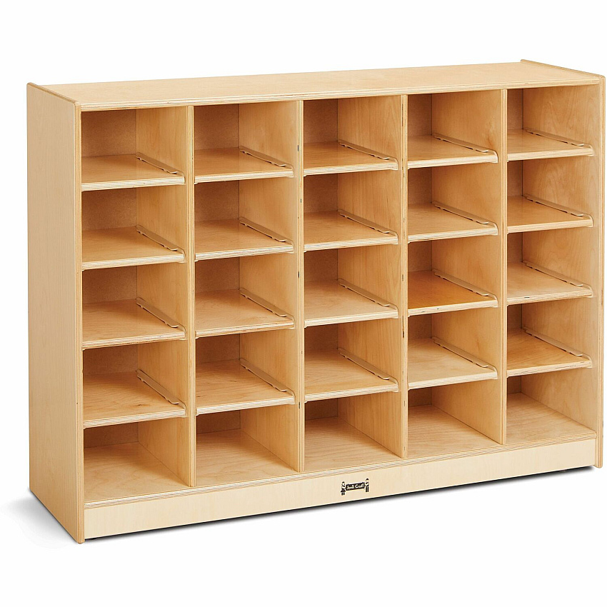 Jonti-Craft Rainbow Accents 25 Cubbie Mobile Storage 35.50" Height x 48" Width x 15" Depth - Durable, Laminated - Baltic - Acrylic, Rubber - 1 Each (0425JC)