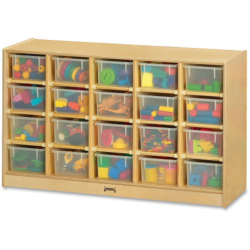 Jonti-Craft Rainbow Accents 20 Cubbie-tray Mobile Storage Unit 29.50" Height x 48" Width x 15" Depth - Durable - Baltic - Acrylic, Rubber - 1 Each (04210JC)