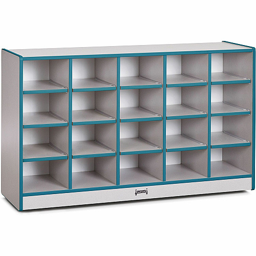 Jonti-Craft Rainbow Accents Toddler Single Storage 20 Compartment(s) - 29.50" Height x 48" Width x 15" Depth - Laminated, Chip Resistant - Teal - Rubber - 1 Each (0420JCWW005)