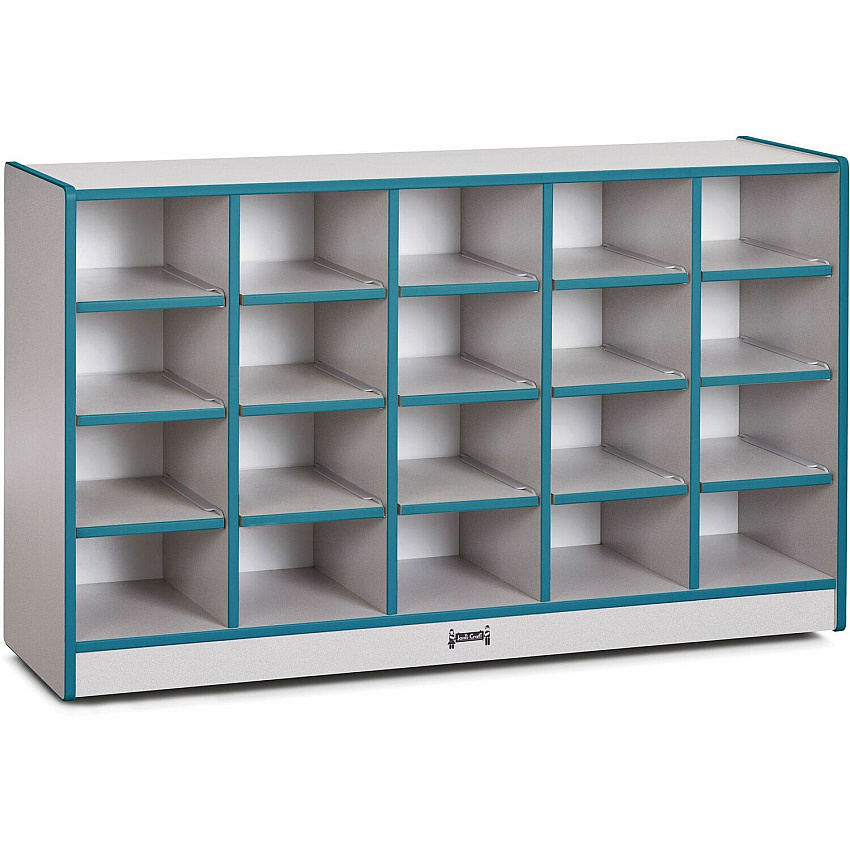 Jonti-Craft Rainbow Accents Toddler Single Storage 20 Compartment(s) - 29.50" Height x 48" Width x 15" Depth - Laminated, Chip Resistant - Teal - Rubber - 1 Each (0420JCWW005)