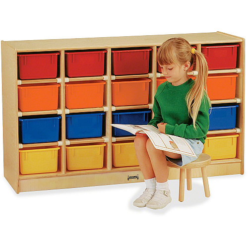 Jonti-Craft Rainbow Accents 20 Cubbie Mobile Storage 29.50" Height x 48" Width x 15" Depth - Durable, Laminated - Baltic - Acrylic, Rubber - 1 Each (0420JC)
