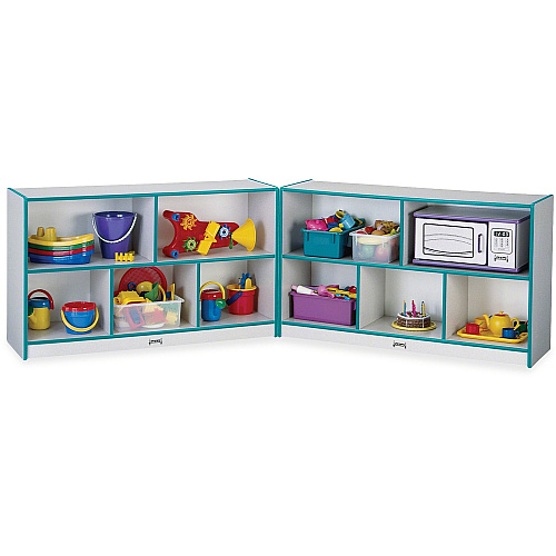 Jonti-Craft Rainbow Accents Fold-n-Lock Storage Shelf 29.50" Height x 96" Width x 15" Depth - Lockable, Foldable - Teal - Hard Rubber - 1 Each (0292JCWW005)